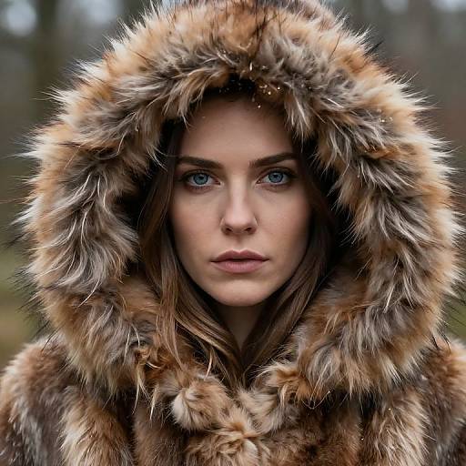 Serious Person in Brown Fur Coat