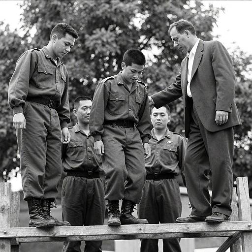 Men in Uniform on Scaffolding