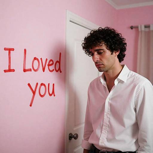 Melancholy Man in Pink Room