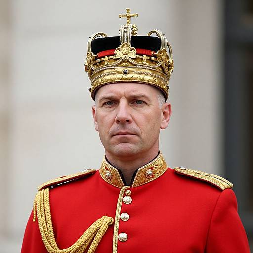 Royal Military Officer in Crowned Uniform