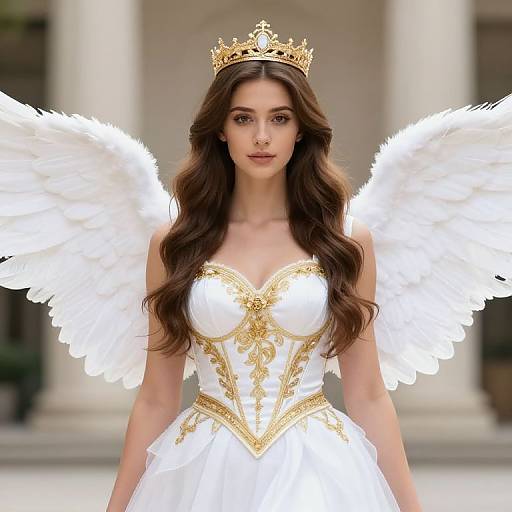 Elegant Female Angel with Golden Crown