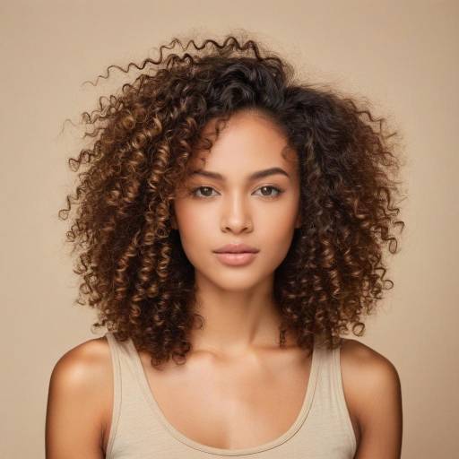 Voluminous Curly Hair Portrait of Woman