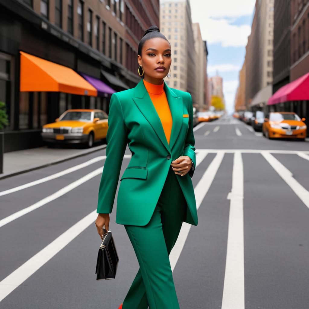 Urban Elegance: Businesswoman in Power Suit