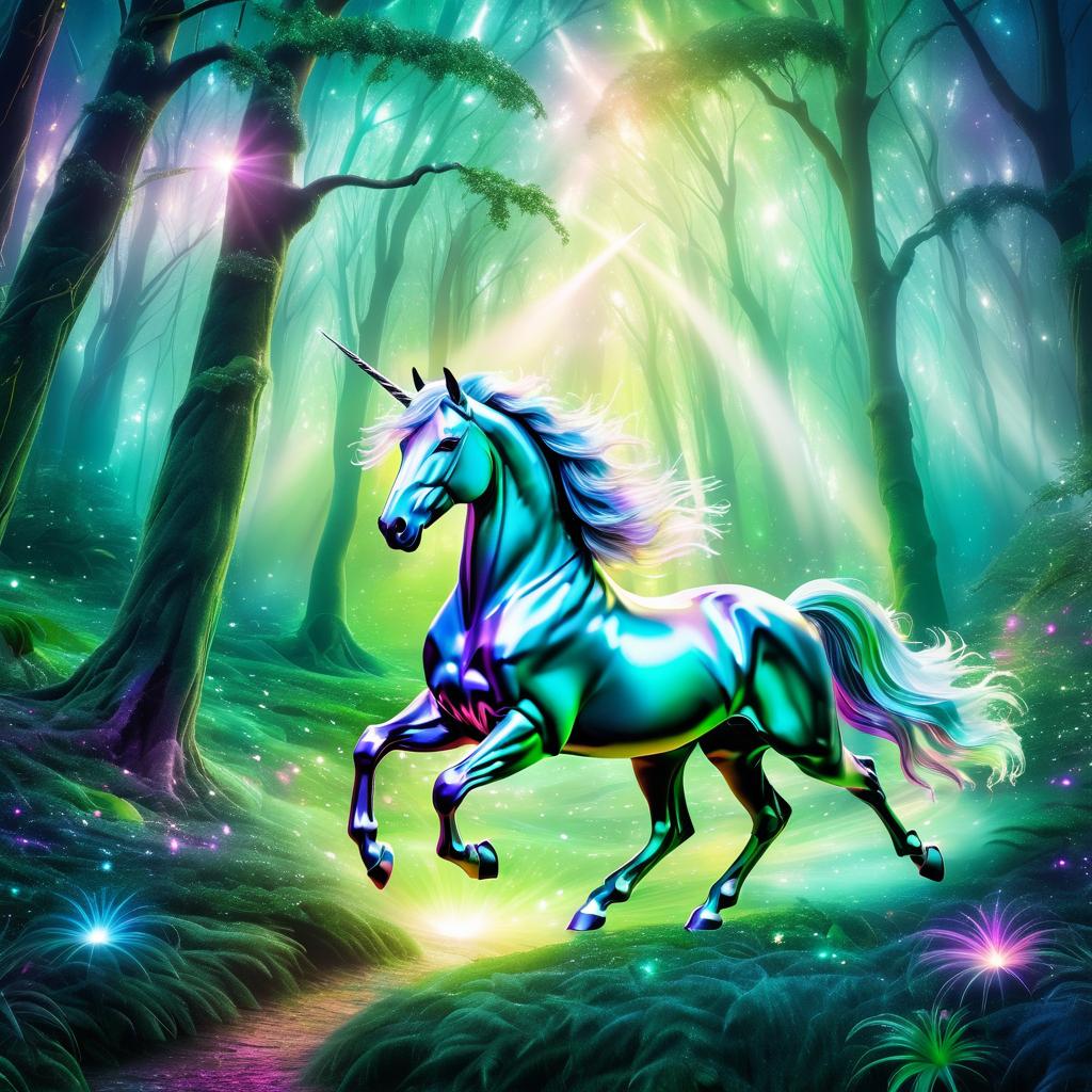 Majestic Unicorn in Enchanted Forest Art