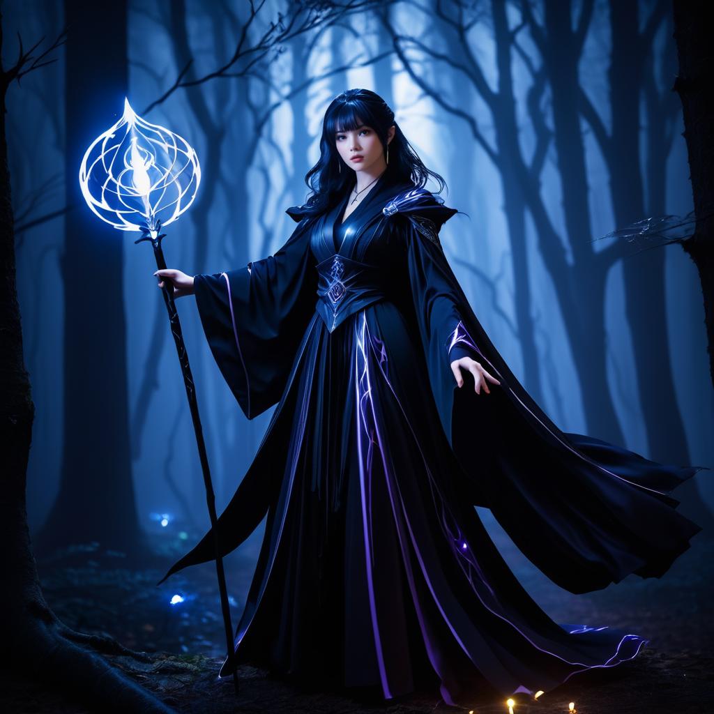 Dark Sorceress in Enchanted Forest