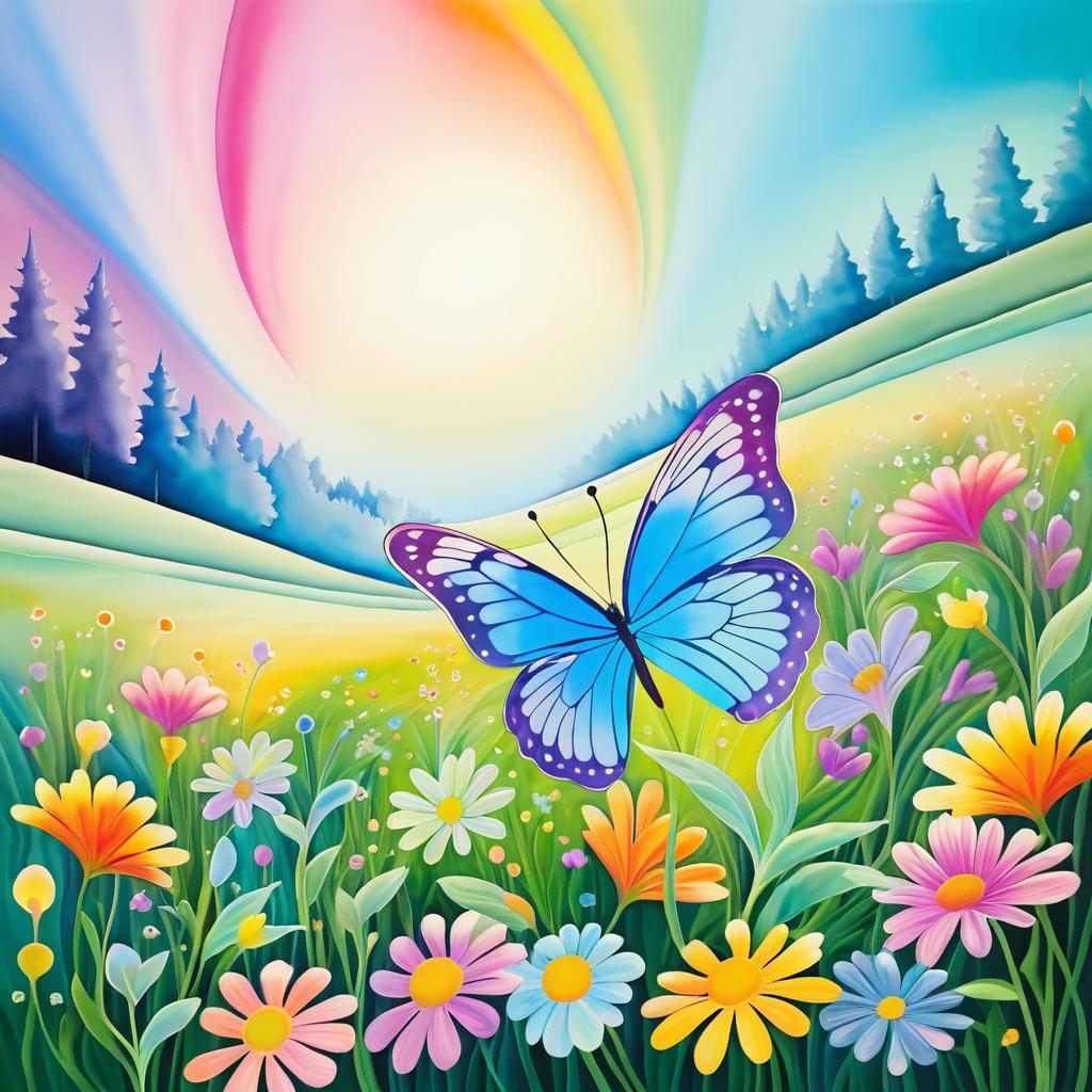 Enchanted Butterfly in Blooming Meadow