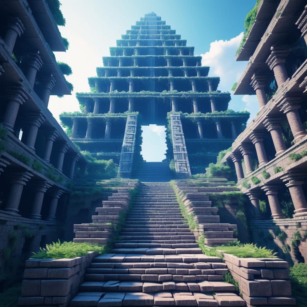 Infinite AI Staircase Among Ancient Ruins