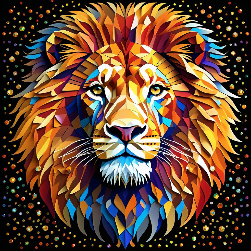 Majestic Mosaic Lion in Vibrant Colors