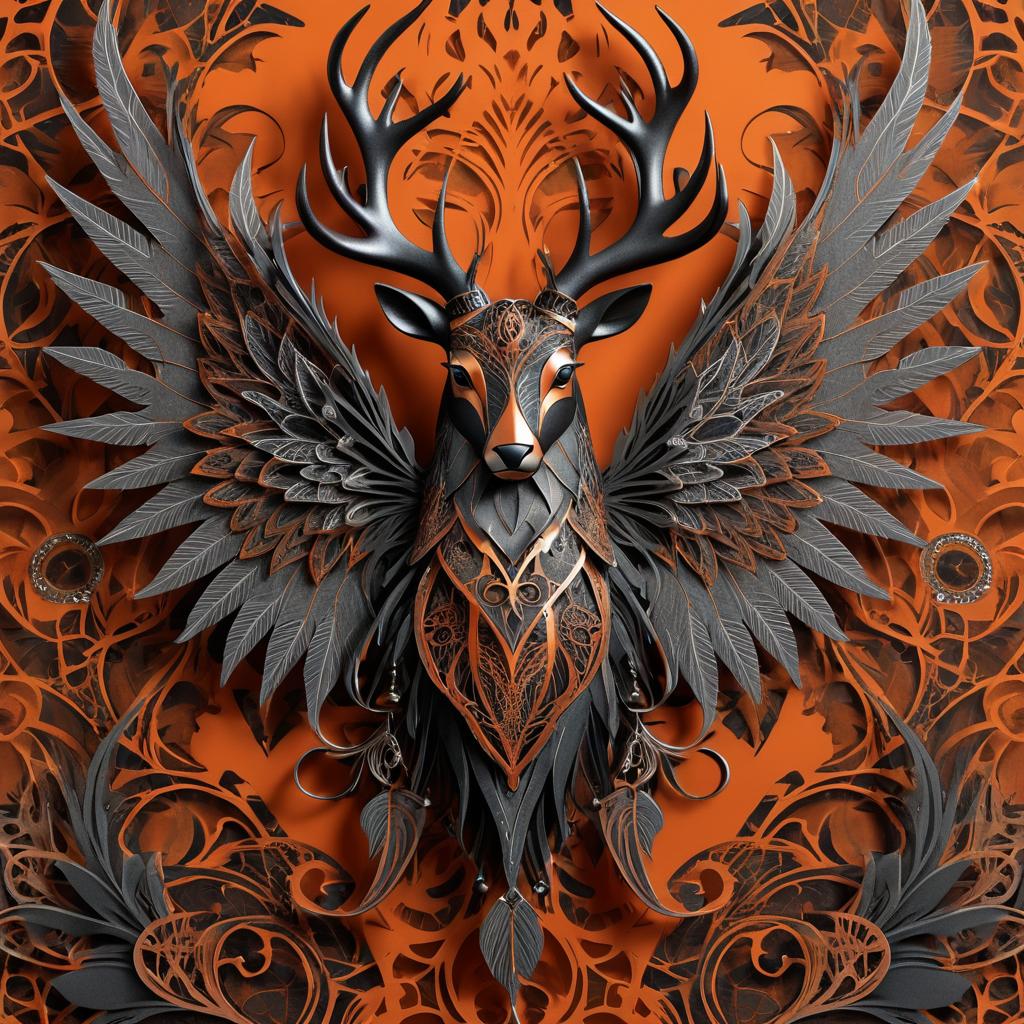 Gothic Stag with Mechanical Wings Art