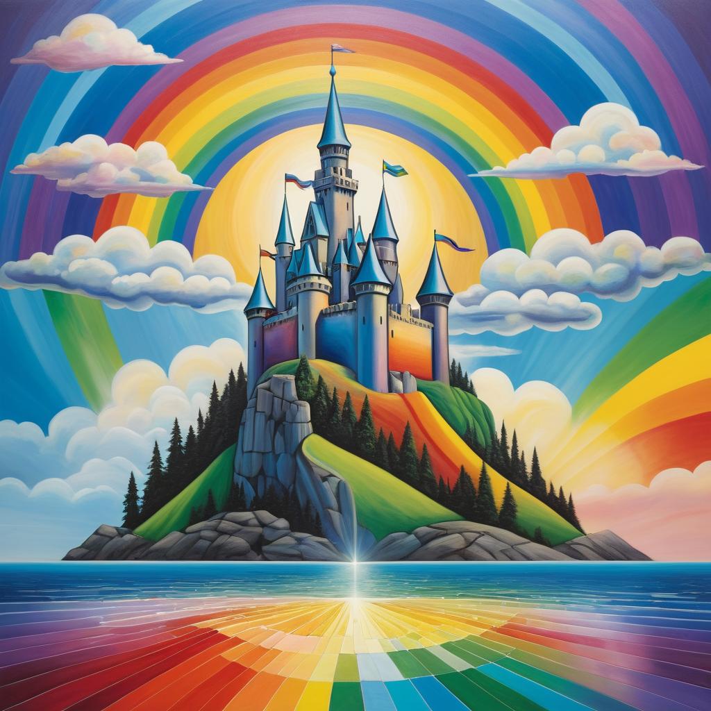 Surreal Castle on a Rainbow Dream