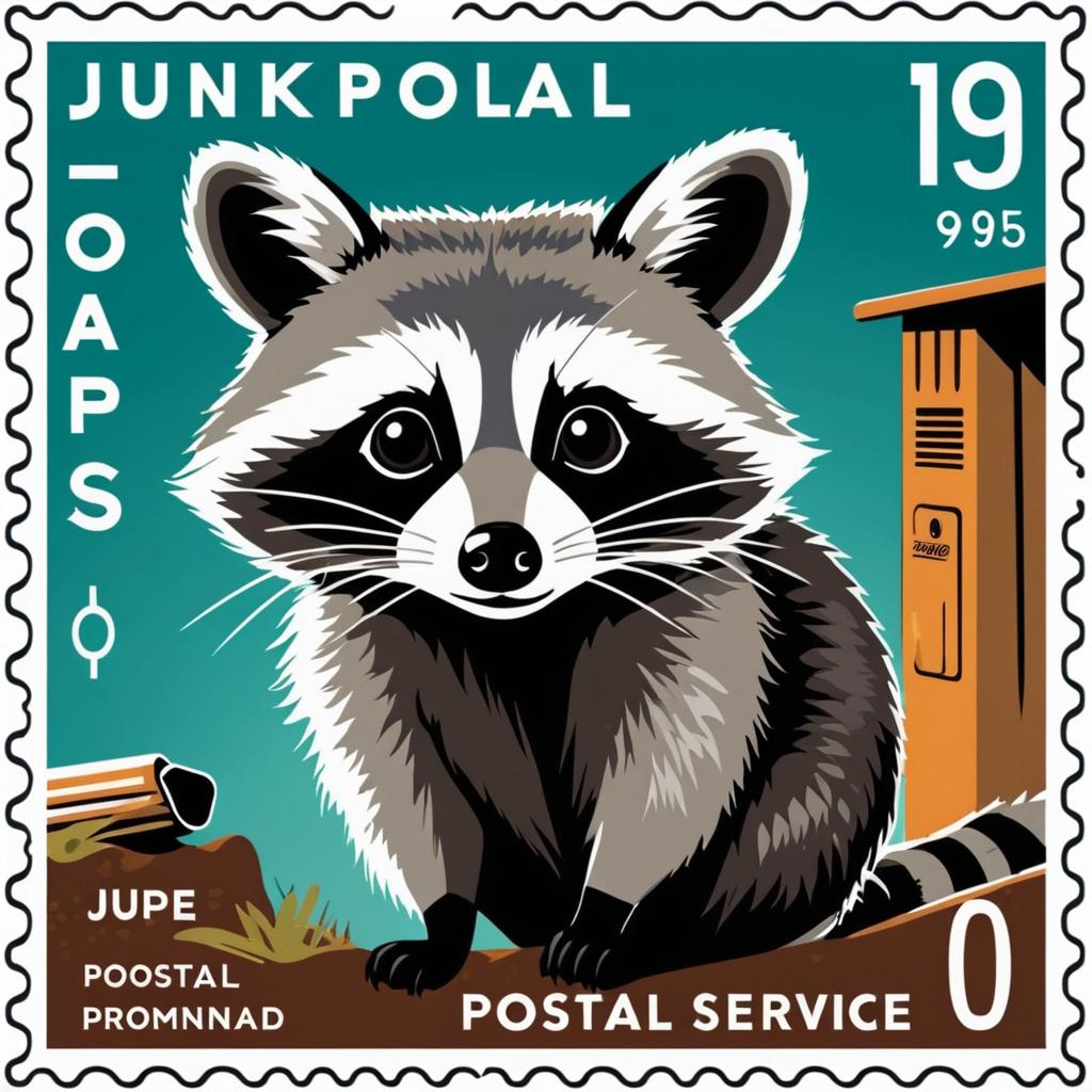 Raccoon on Postage Stamp Design