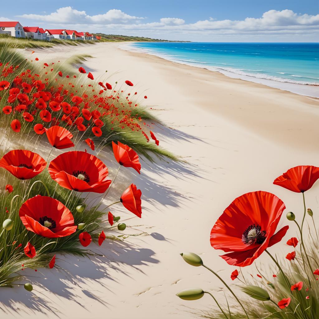 Contemporary Poppies on a Beach Scene