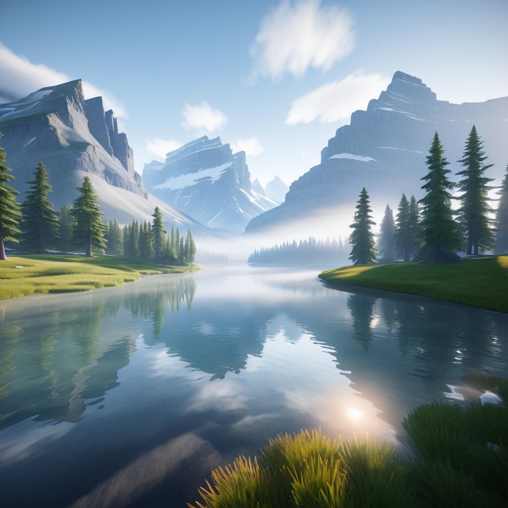 Serene Misty Landscape of Banff, Canada