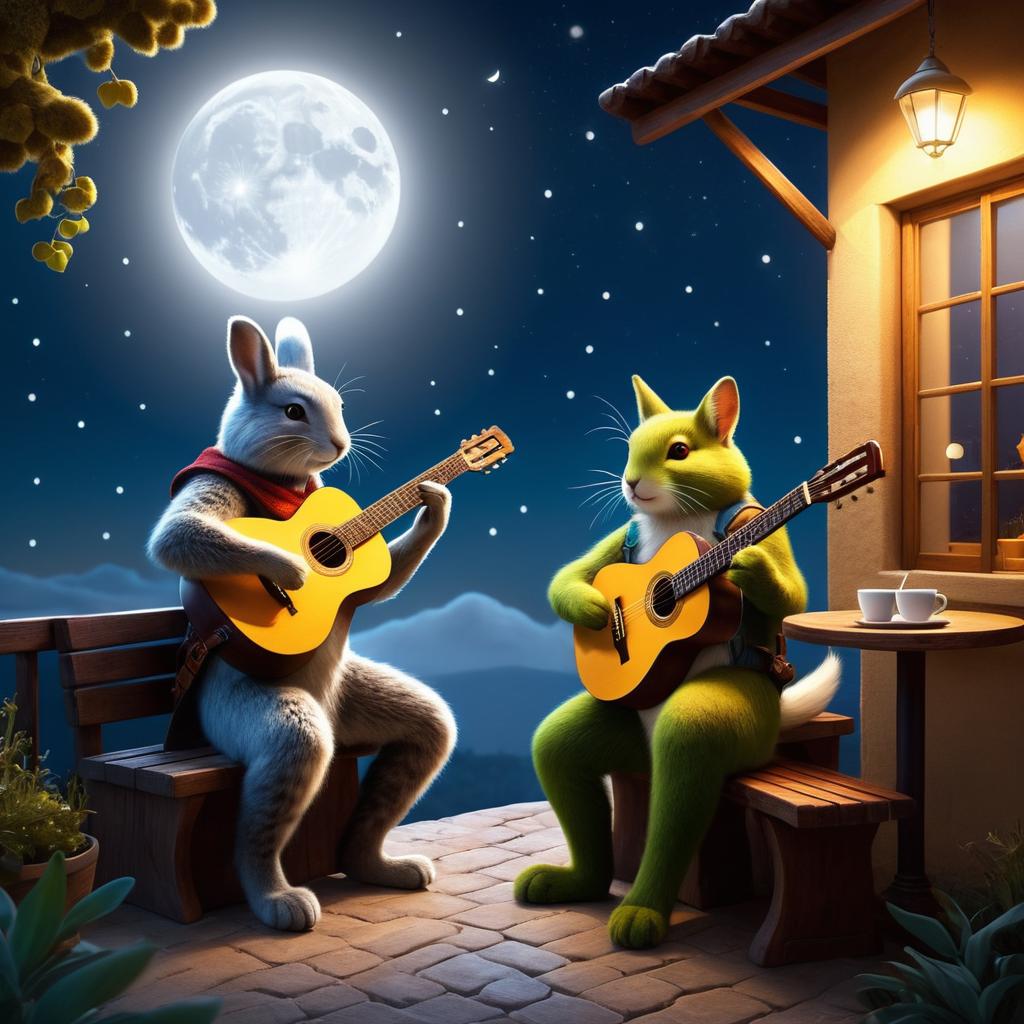 Moonlit Guitar Serenade in Furry Fantasy