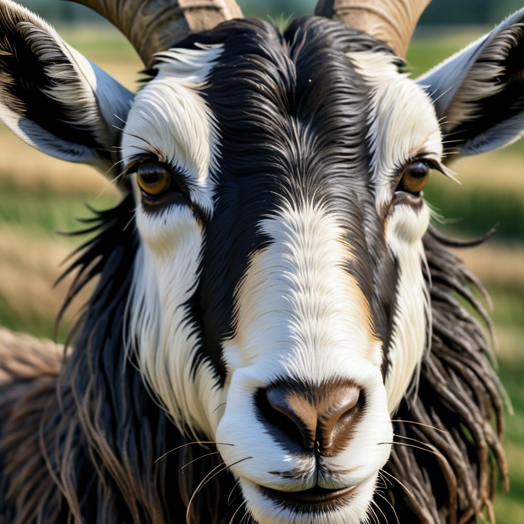 Hyper-Realistic Goat Close-Up in Folk Art