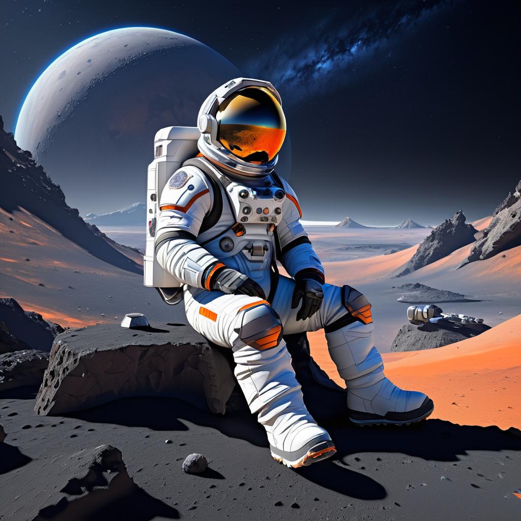 Rugged Space Explorer on Volcanic Moon