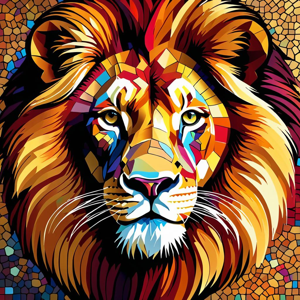 Regal Mosaic Lion in Vibrant Jewels