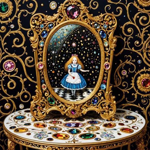 Whimsical Antique Mirror in Klimt Style