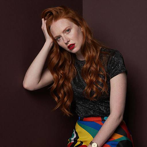 Melancholic Redhead in Glitter and Gold