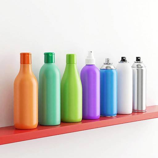 Colorful Translucent Bottles on Shelf