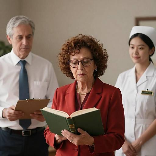 Group Photo in Dimly Lit Office