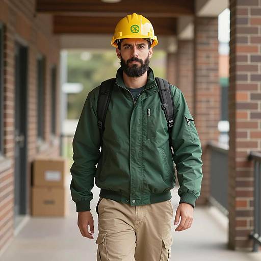 Bearded Man in Construction Costume