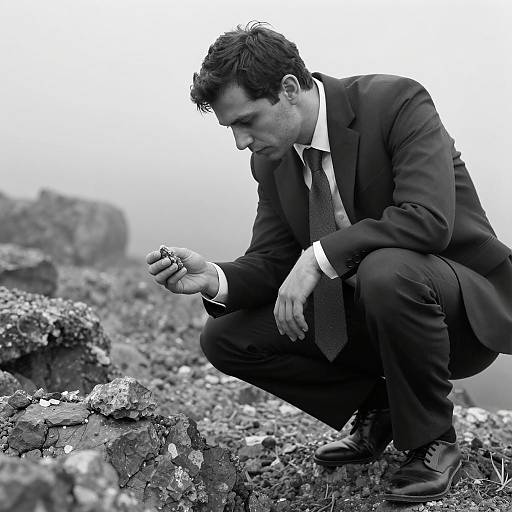 Monochrome Portrait of a Man in Nature