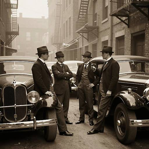 1920s New York Gangsters in Alley