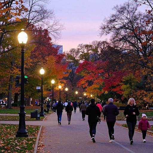 Vibrant Autumn Urban Park Dusk