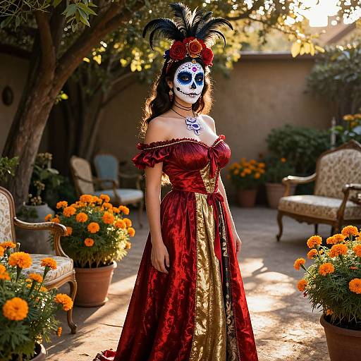 Elegant Catrina Woman in Courtyard