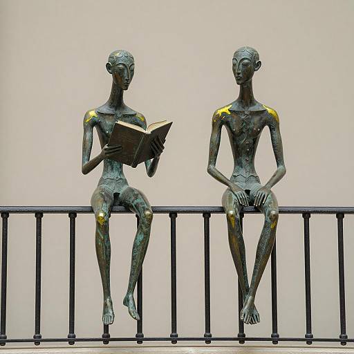 Exaggerated Bronze Sculptures with Yellow Accents