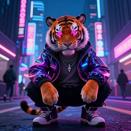 Cyberpunk Tiger in Neon City