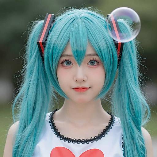 Young Woman with Turquoise Hair and Bubble