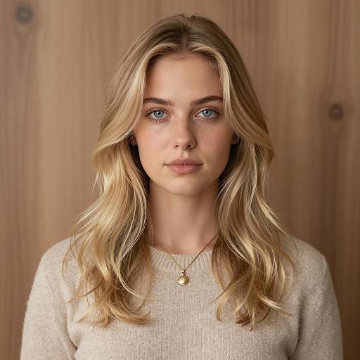 Portrait of Young Woman with Blonde Wavy Hair