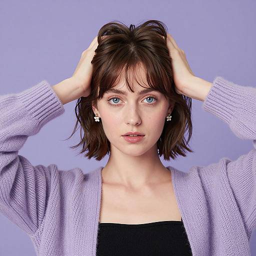 Young Woman in Light Purple Sweater