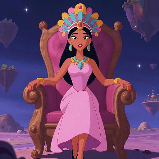 Animated Princess on Celestial Throne