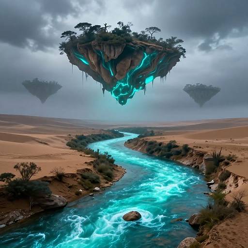 Fluorescent River Flowing Upward