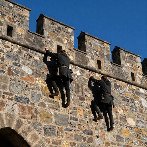 Medieval Castle Wall Shadowy Climbers