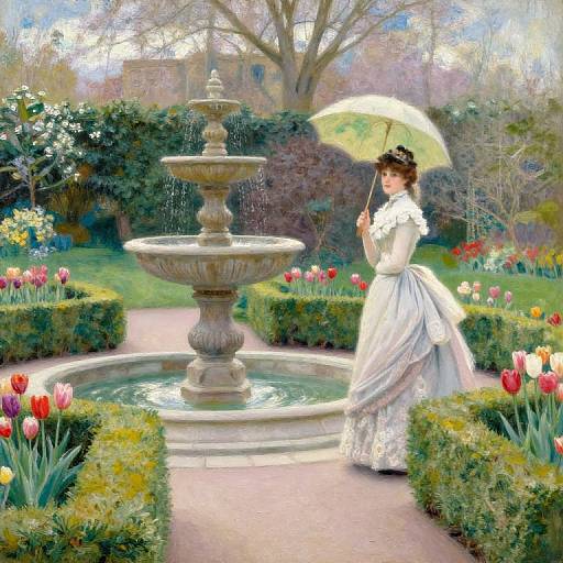 Victorian Garden with Serene Fountain