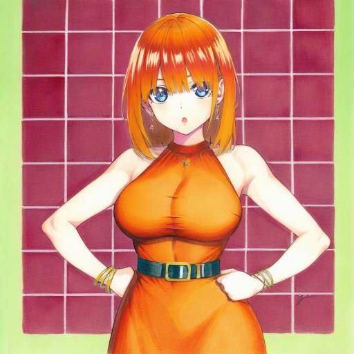 Yotsuba Nakano in Elegant Orange Dress