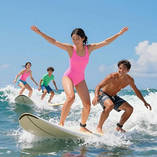 Joyful Surfing Adventure with Family