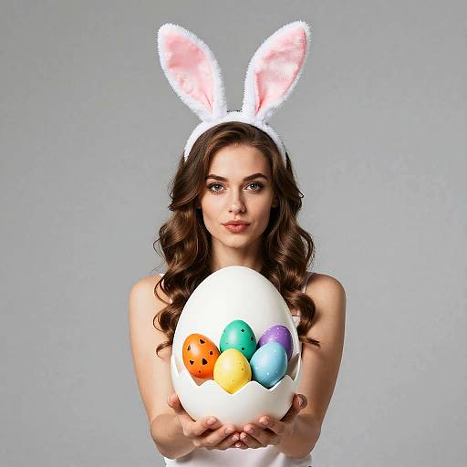 Easter Halloween Bunny with Colorful Eggs