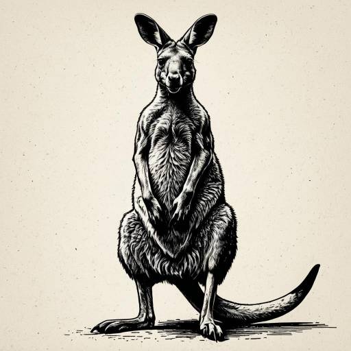 Engraved Happy Kangaroo Illustration