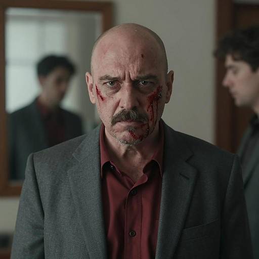 Tense Encounter in a Dimly Lit Room