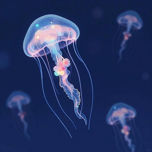 Retro-Futuristic Bioluminescent Jellyfish