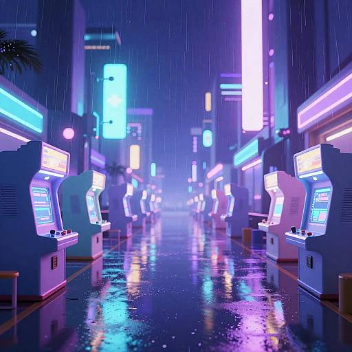 Vibrant Ghostly Urban Arcade