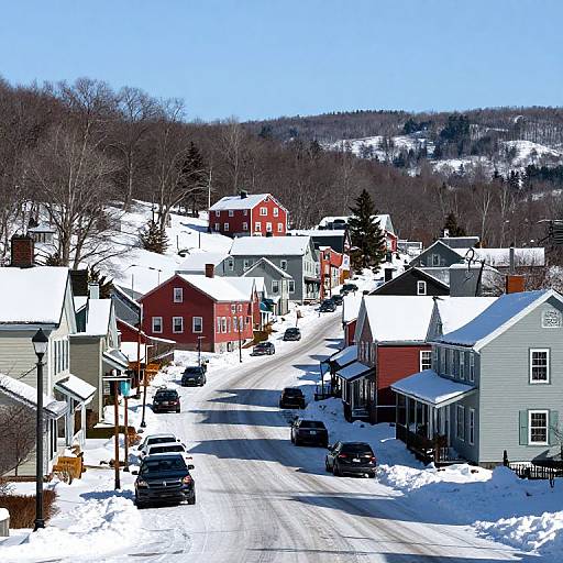 Winter Village Scene in Stowe