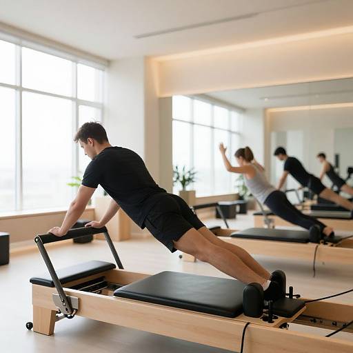 Man Doing Pilates in Modern Studio