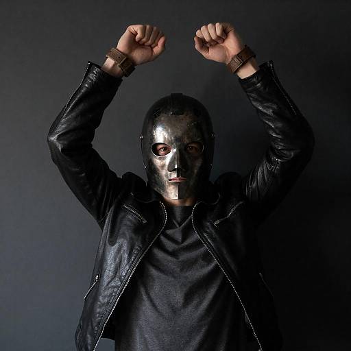 Dramatic Portrait with Helmeted Figure