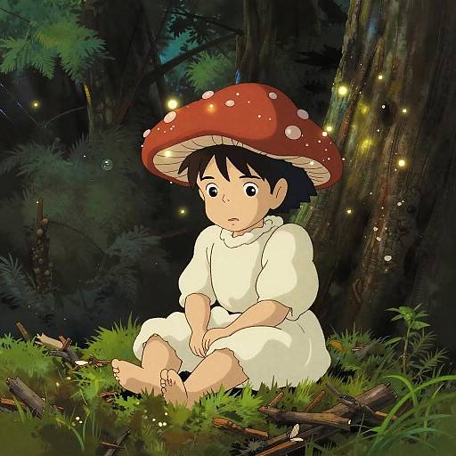 Bashful Mushroom Fairy in Forest